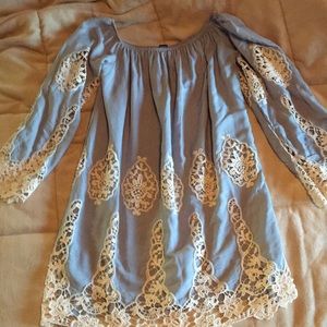 Eggshell blue and white Small Blouse